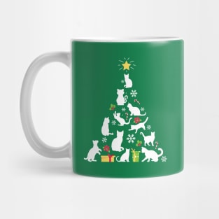 White Cats Christmas Tree Mug